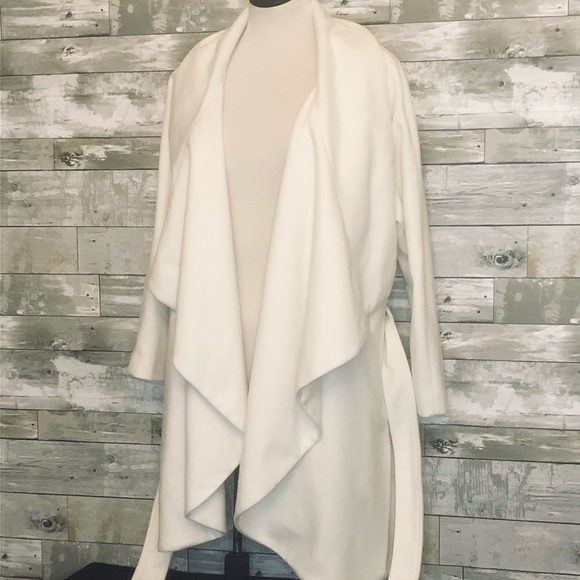 VENUS Jackets & Blazers - Venus Cream Waterfall Open Front Coat With Sash